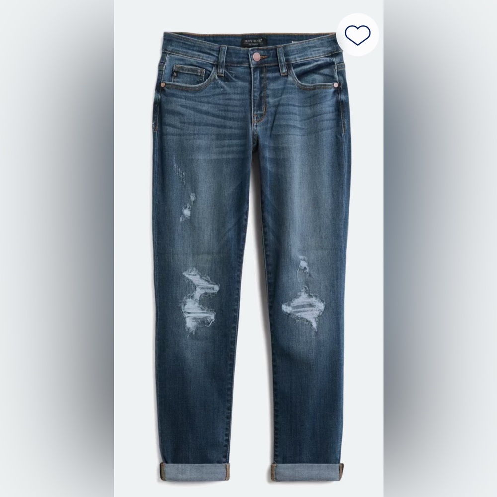 Judy Blue Classic Denim Jeans with Brown Patch